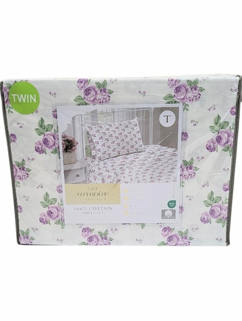 The Armoire Collection 3 piece set TWIN Purple Floral Cottage Core Farmhouse